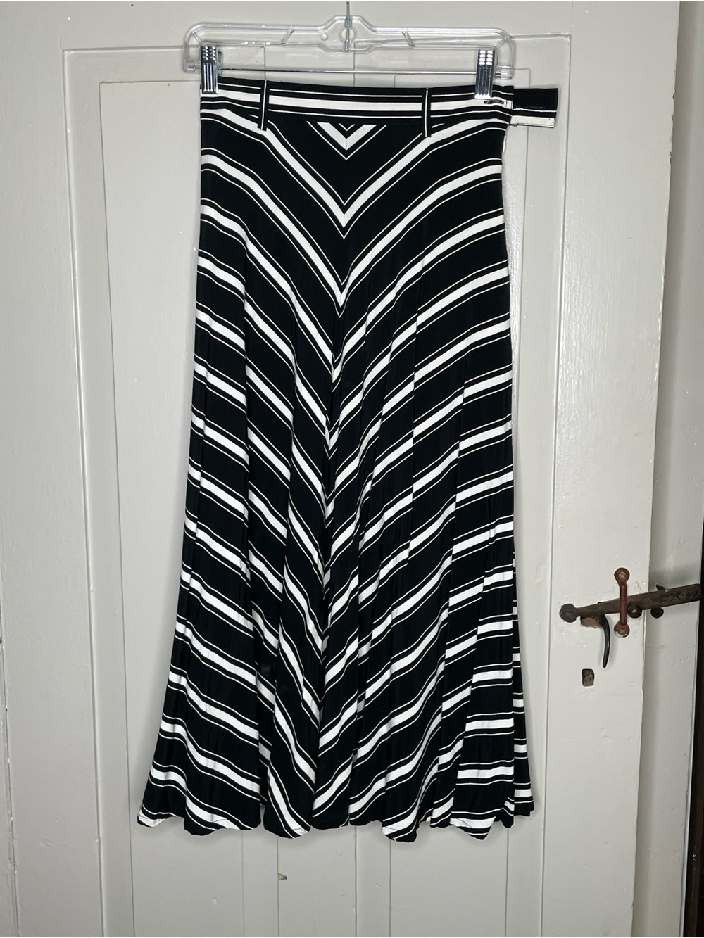 Vintage rayon black and white stripe skirt